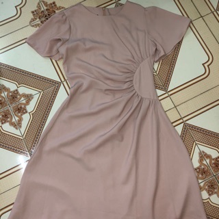 Váy nhún eo màu nâu tây cực sag