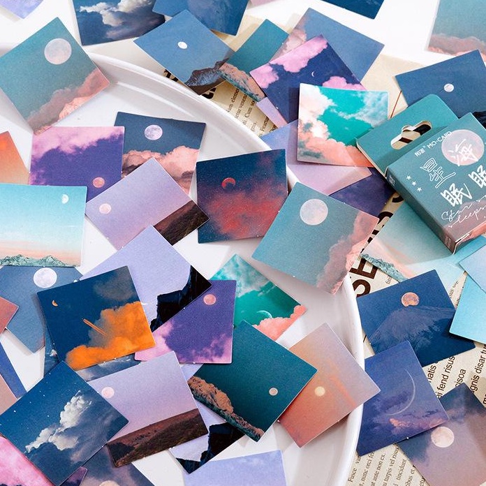 Sticker hộp mây trời cute xinh xắn trang trí sổ nhật ký, bông hoa, cây cỏ Vintage│46 tấm │Xem thêm ở phần MÔ TẢ SẢN PHẨM