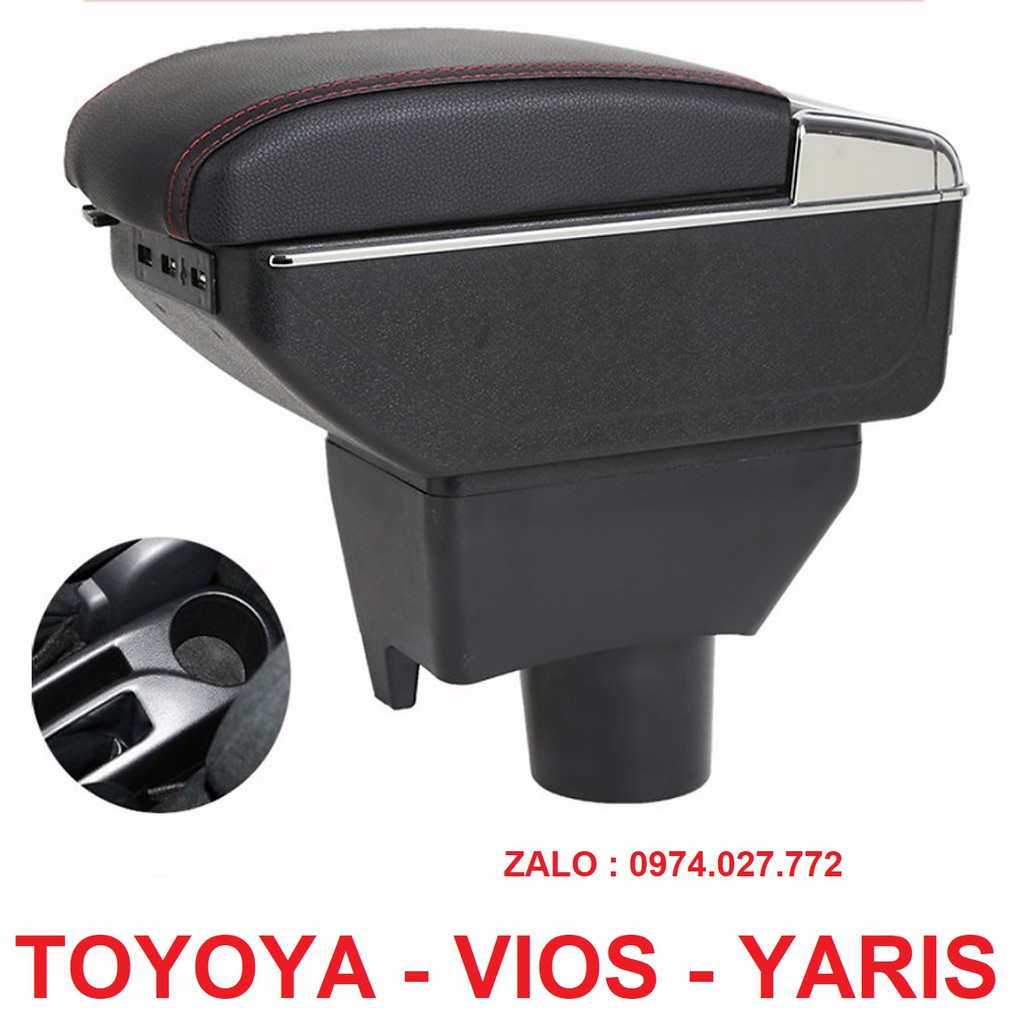 Hộp tỳ tay ô tô dành cho xe Toyota Yaris và Vios, tích hợp cổng USB đời xe 2014-2019 - BẢO HÀNH 12 THÁNG