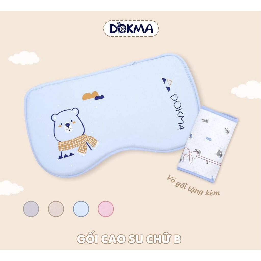 Gối Cao Su Non thiên nhiên cao cấp Dokma hình dáng chữ B thích hợp cho bé sơ sinh Hàng Chính Hãng