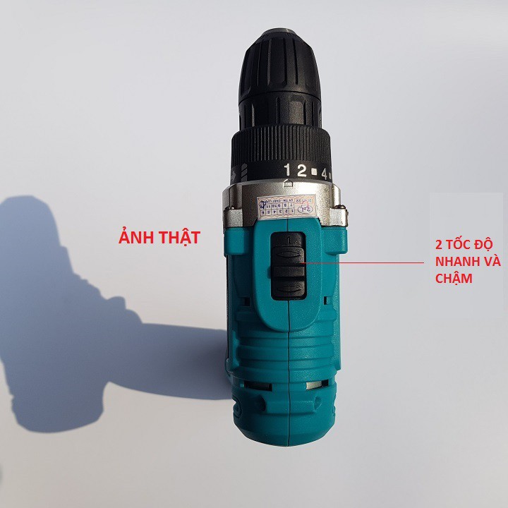 Máy Khoan Pin 12V Có 2 Tốc Độ, Có 2 Chiều Kiêm Vặn Vít Không Dây -Tặng Tuýp &amp; Đầu Tô Vít Bảo Hành 6 Tháng