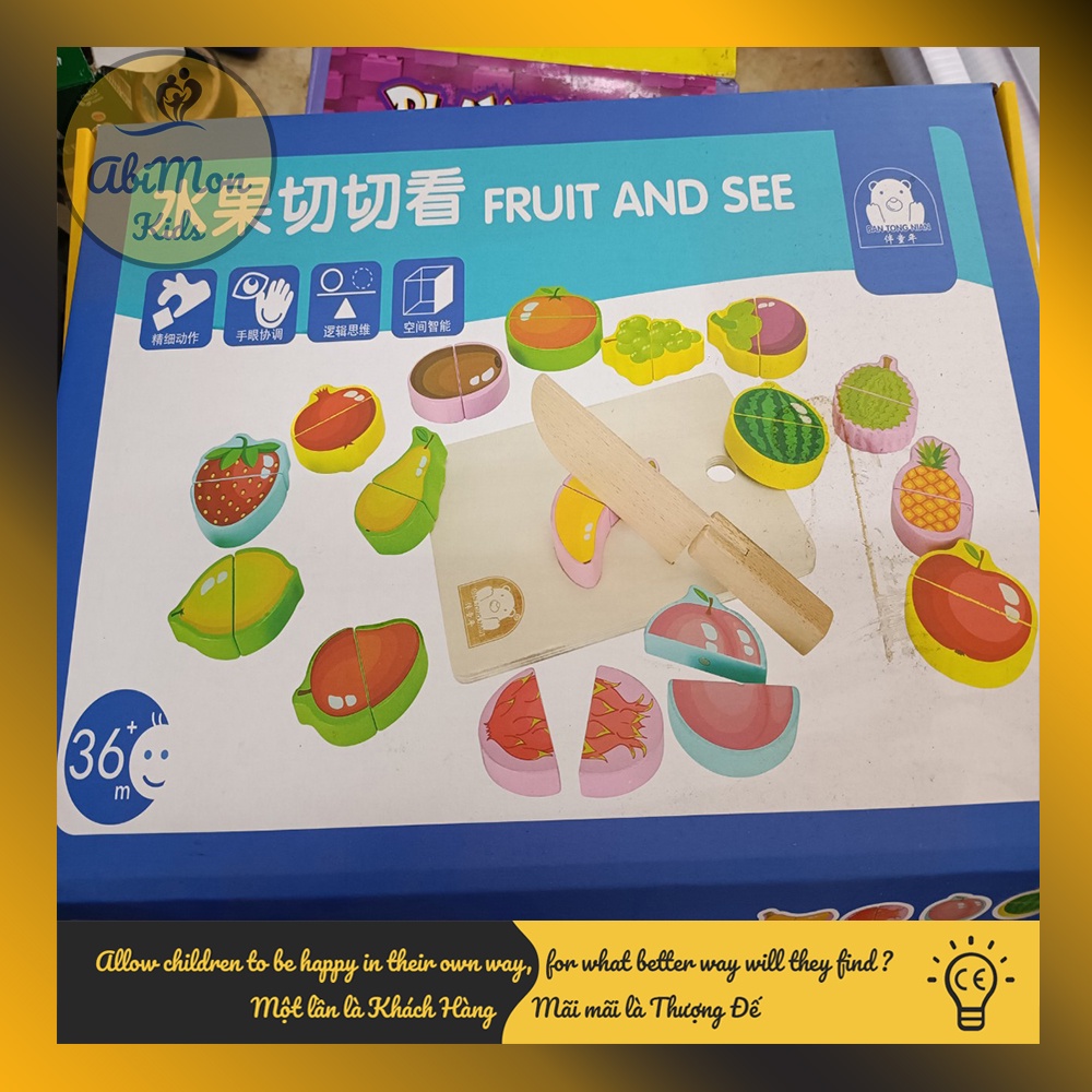 Bộ Cắt Hoa Quả, Rau Củ Bằng Gỗ Cho Bé ☘️ Montessori cao cấp ✨ Đồ chơi Gỗ - Giáo Dục - An toàn - Thông minh