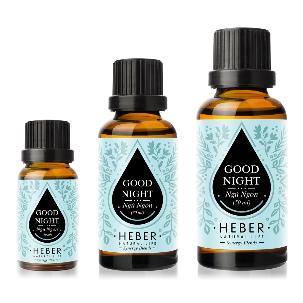 Tinh Dầu Ngủ Ngon Good Night Blend Heber Natural Life, Cao Cấp Nhập Khẩu, Thiên Nhiên Nguyên Chất, Chai 10ml/30ml/50ml