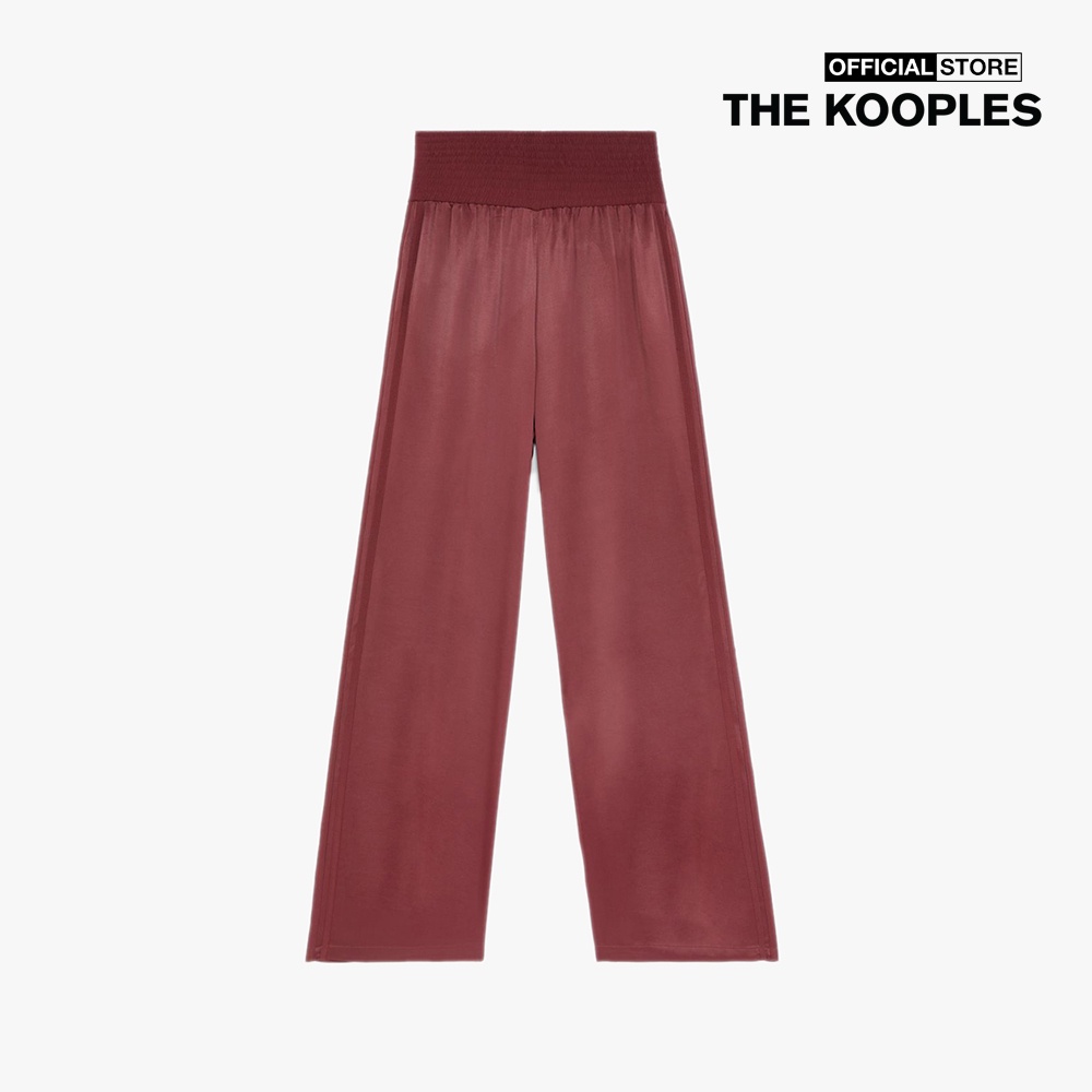 THE KOOPLES - Quần kiểu nữ lưng thun ống rộng Burgundy Flowing FPAN21043S-BUR01