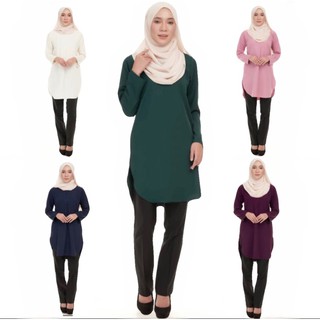 Image of [Shop Malaysia] plain color muslim blouse