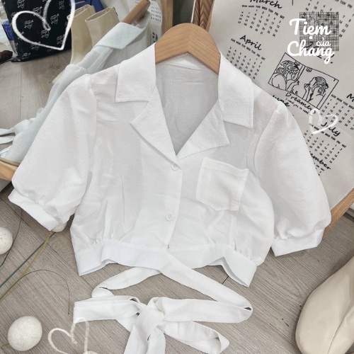 Áo croptop trắng cột nơ GA01