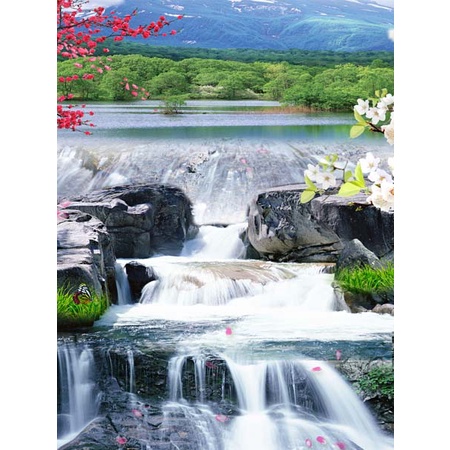 Tranh thác nước thiên nhiên khổ lớn, không giới hạn kích thước
