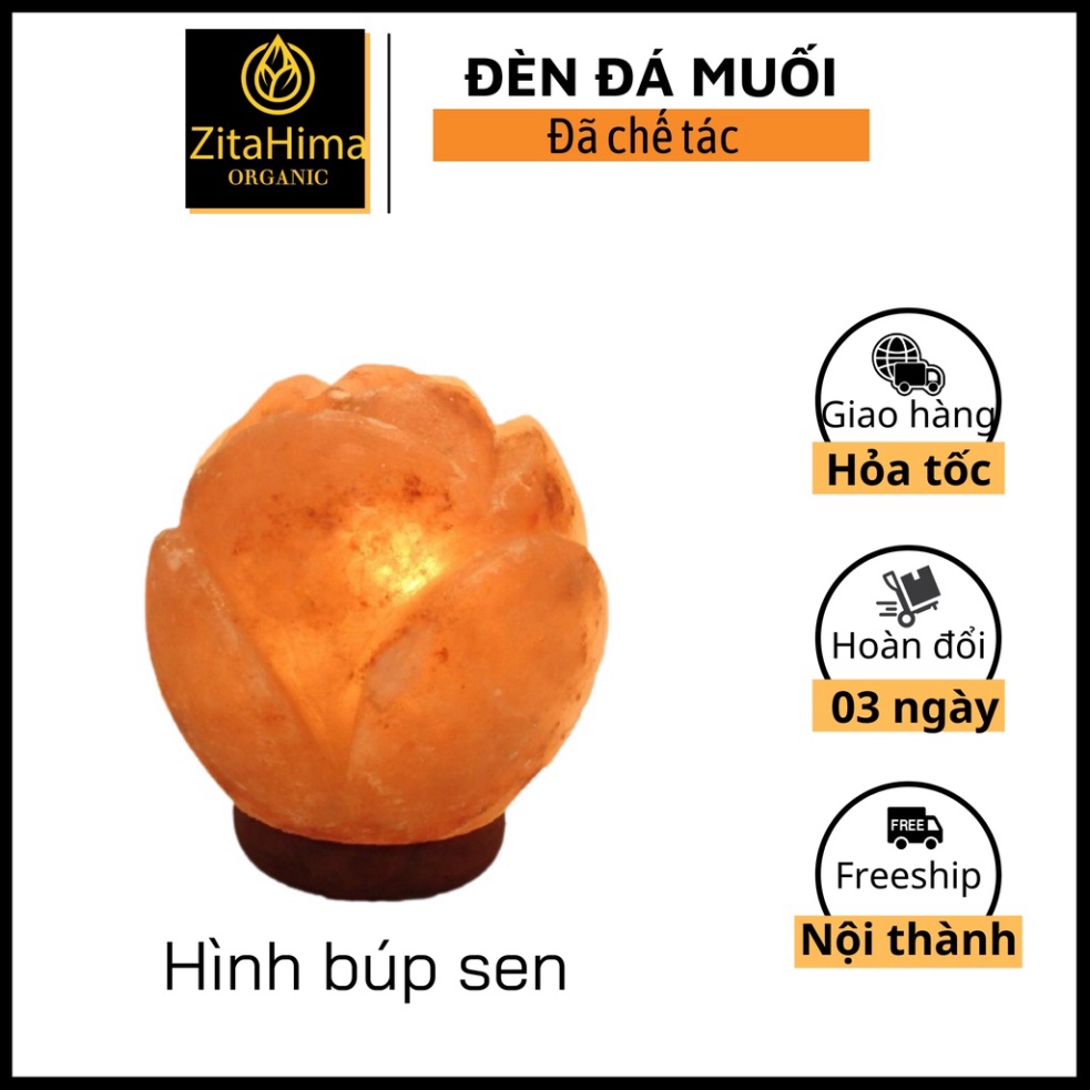 Đèn Đá Muối Chế Tác Hình Búp Sen ZitaHima - Đèn Cho Giấc Ngủ Ngon