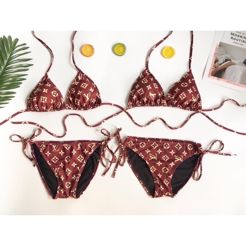 Bikini Tam Giác Cột Lưng Họa Tiết Siêu Sang, Bộ Đồ Bơi Nữ Đơn Giản Sexy - OS043