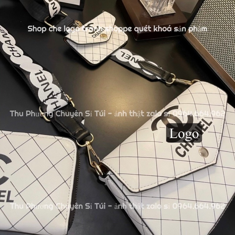 Sét C.N kẻ ô chéo 3 món hàng loại 1, kèm dây đeo chéo bản to (hàng chuẩn ảnh)