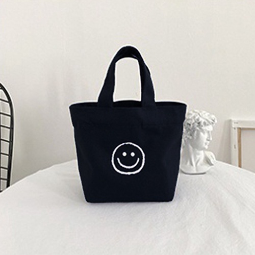 Túi tote mini vải mộc Tiệm nhà Pony phong cách Hàn Quốc in hình mặt cười happy happy