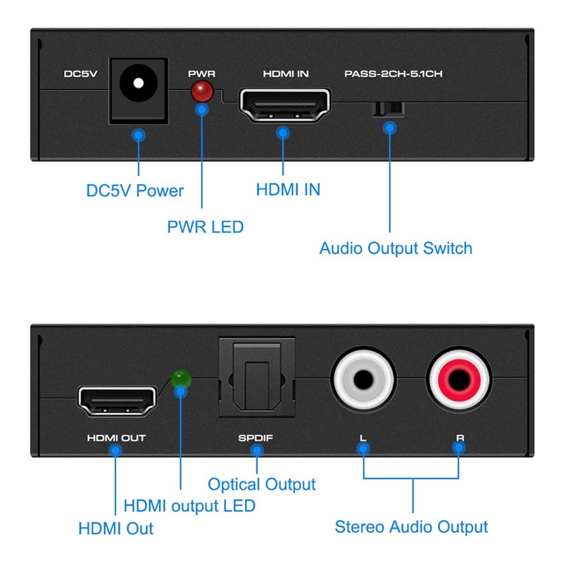 Bộ Chuyển Đổi Âm Thanh 4K HDMI Sang HDMI 1080P + Toslink SPDIF + RCA L / R Chuyên Dụng