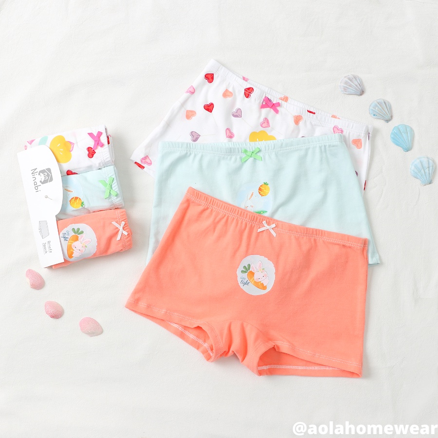 Quần chip đùi bé gái mặc váy vải cotton size đại 130-150 Ninabi NNBL22, combo 3 quần lót trẻ em gái hình elsa