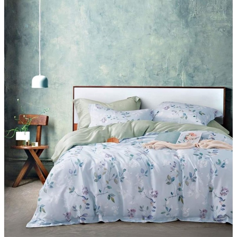 Bộ 4 món ga gối Tencel 60s Cao Cấp Hoa tím nhí m6