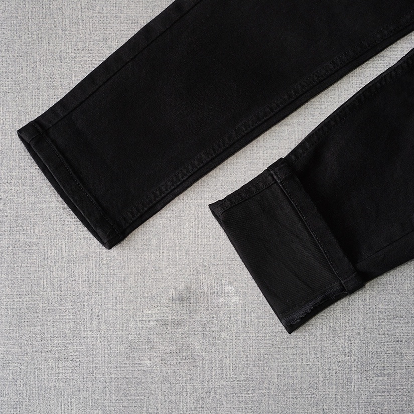 Quần jean đen nam trơn và rách gối Quần jean nam slimfit Jean co giãn cao cấp Thesix | BigBuy360 - bigbuy360.vn