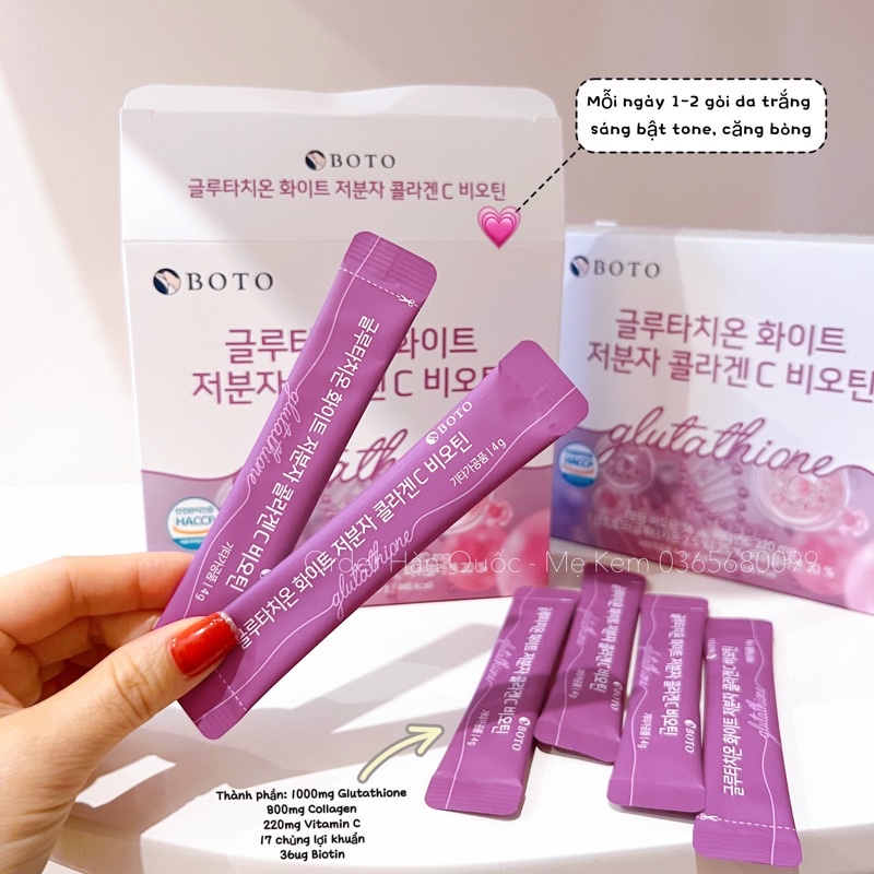 Date 2025 BỘT UỐNG TRẮNG DA GIẢM NÁM BOTO GLUTATHIONE WHITE SMALL MOLECULE COLLAGEN C BIOTIN, bột truyền trắng da