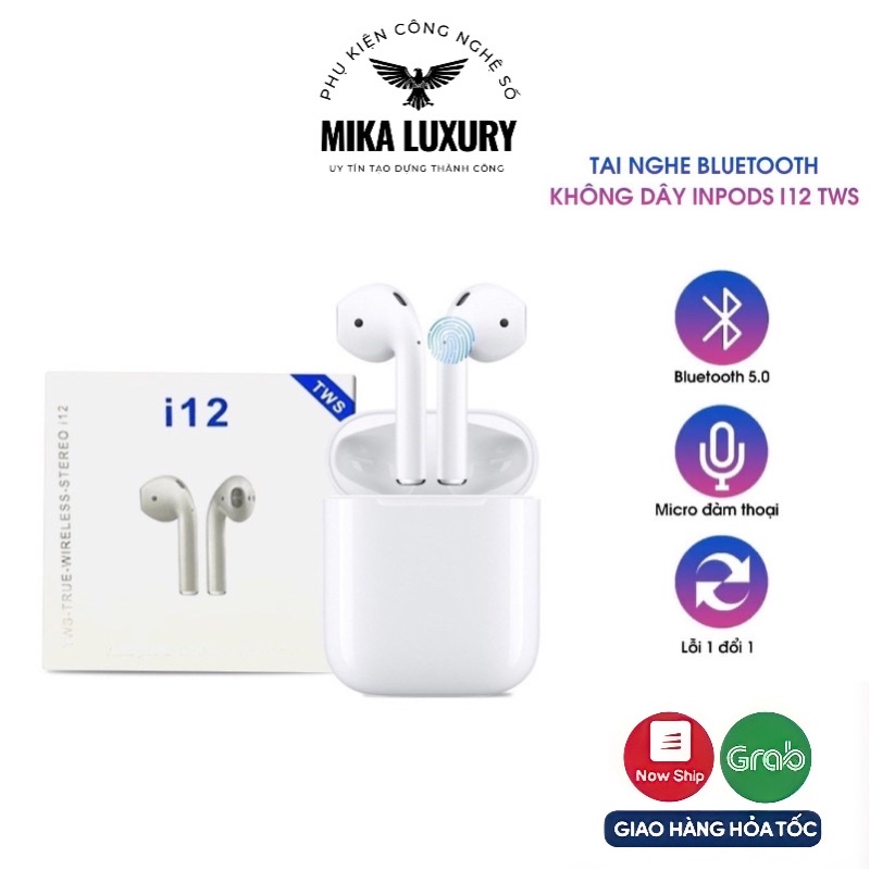 Tai Nghe Bluetooth i12 TWS 5.0 bản quốc tế tai nghe không dây bluetooth chuẩn âm thanh HIFI full chức năng.