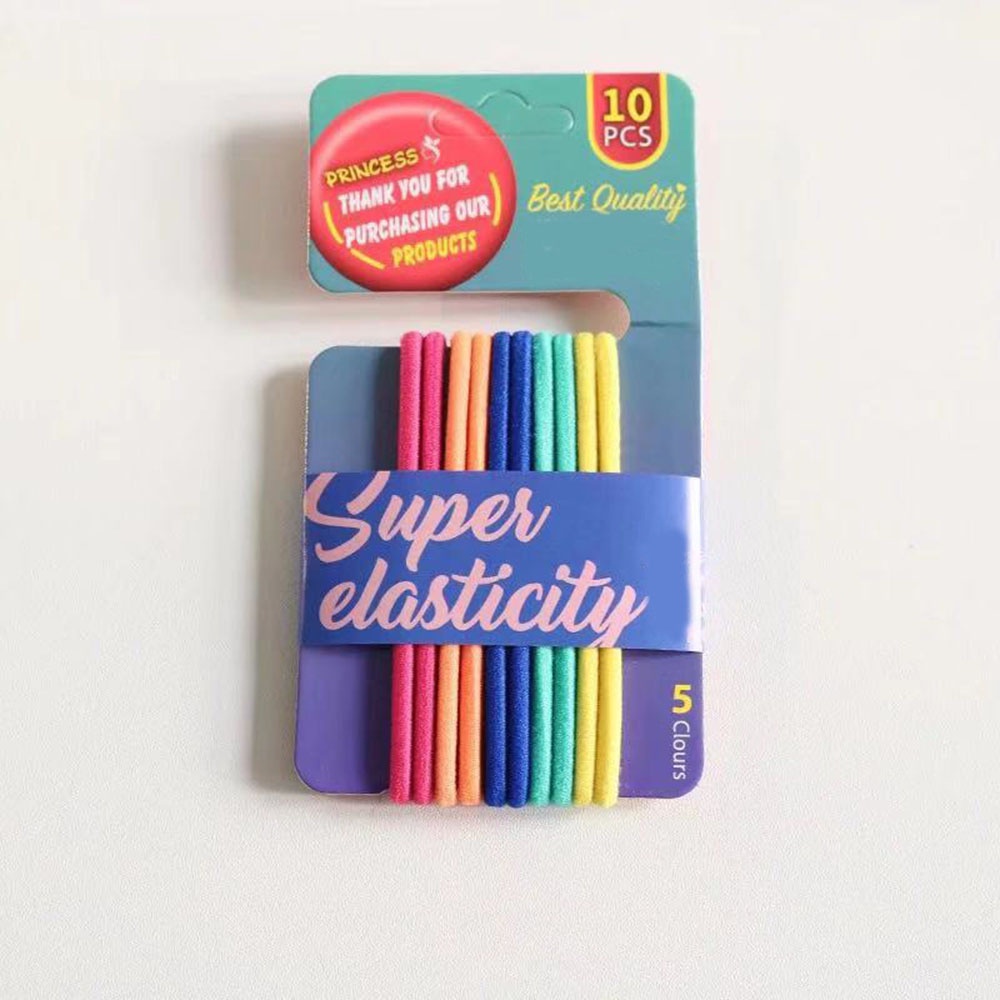 Set 10 Dây Buộc Tóc Nylon Họa Tiết Hoạt Hình Màu Sắc Ngọt Ngào Cho Nữ