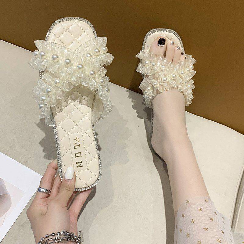 Dép Sandal Đế Mềm Quai Chéo Phối Ren Phong Cách Mới