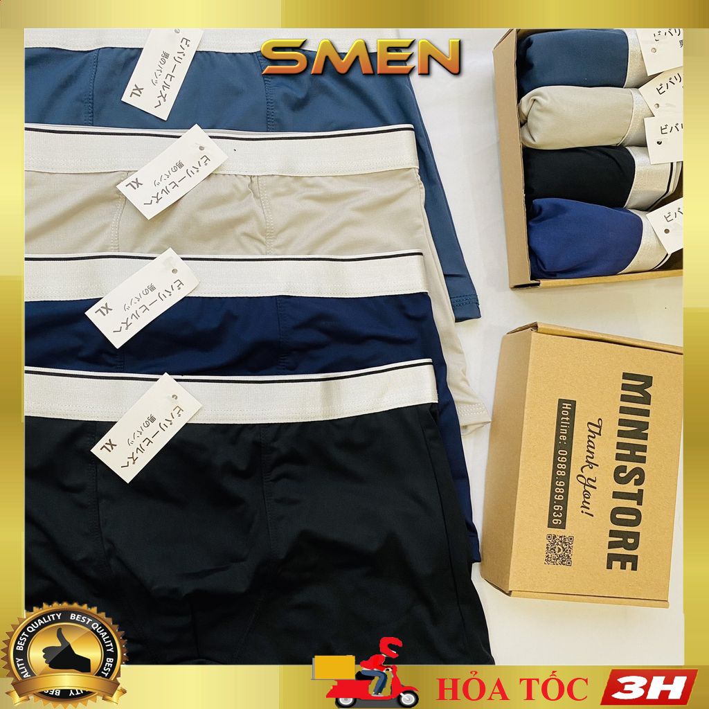 Quần lót nam boxer thun lạnh, quần sịp nam thun lạnh co giãn, thông thoáng, hút mồ hôi khử mùi hôi SDN01(Che tên) SMEN