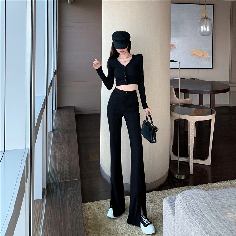 Quần Dài Lưng Cao Thiết Kế Xẻ Phong Cách Hàn Quốc | BigBuy360 - bigbuy360.vn