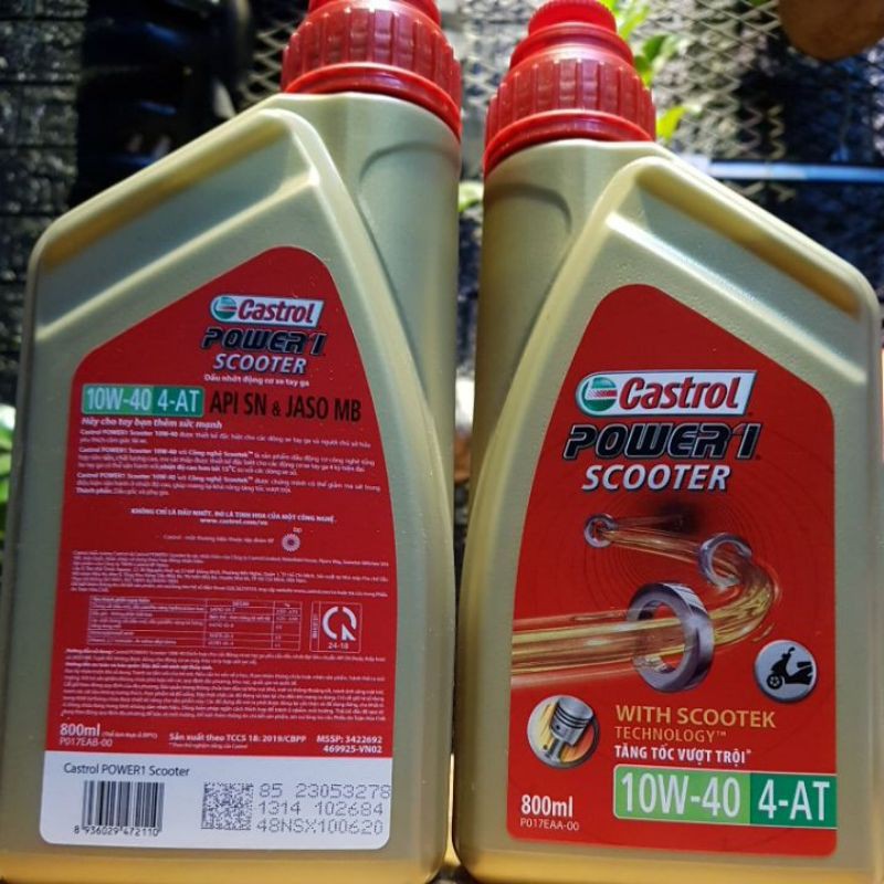 Nhớt castrol power 1 scooter, nhớt castrol 10W40, nhớt xe ga tiến tiến nhiều phiên bản