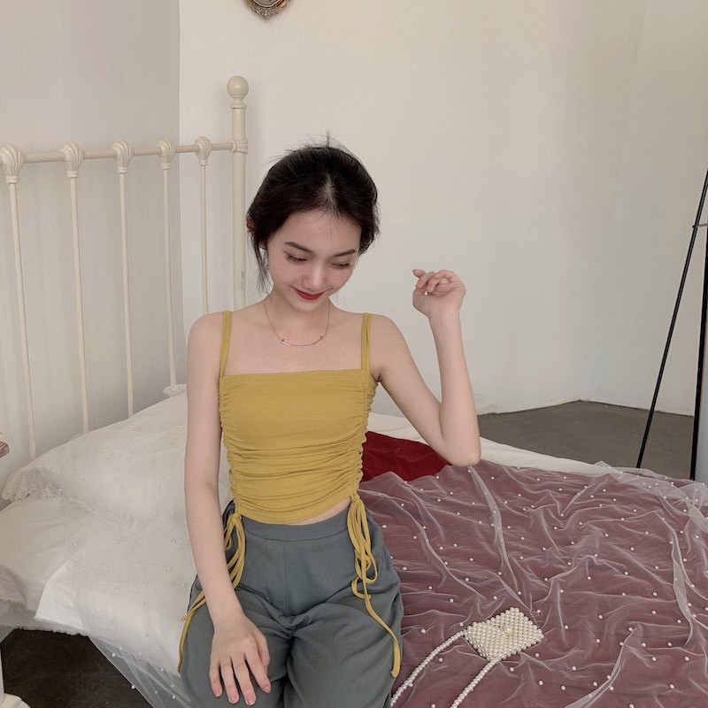 Áo croptop màu trơn thiết kế ôm sát tôn dáng
