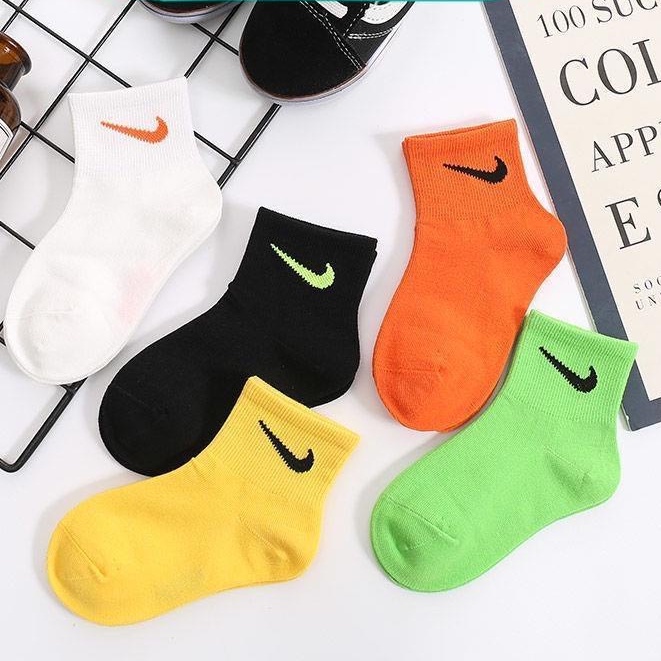 Set 5 đôi tất Nike cổ cao cho bé trai bé gái chất co giãn dệt kim đẹp