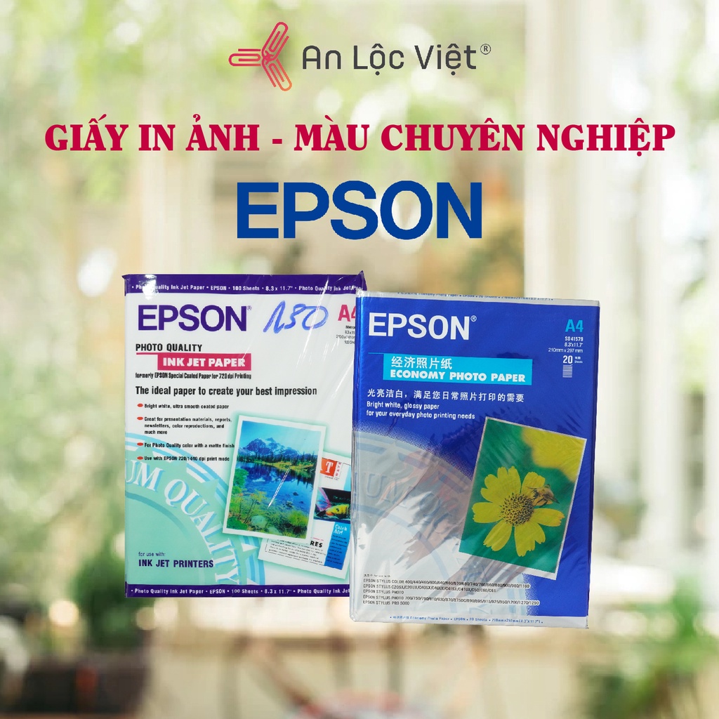 20 tờ Giấy in ảnh Epson bông cúc A4 một và hai mặt định lượng 230gsm – 100 tờ Giấy thuốc Epson A4 130gsm