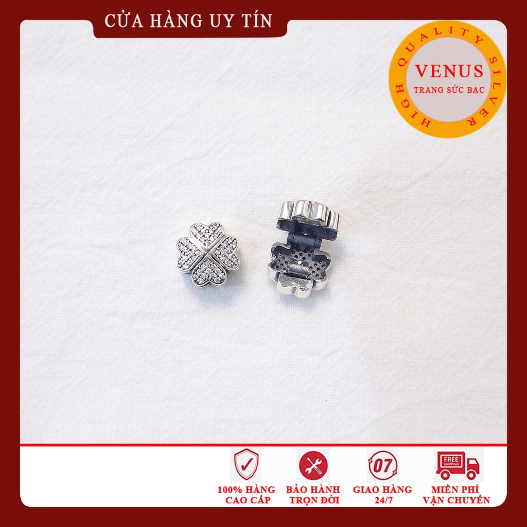 [Charm bạc 925 cao cấp] Charm cỏ 4 lá mặt đá- Mã sản phẩm VENUSCL4