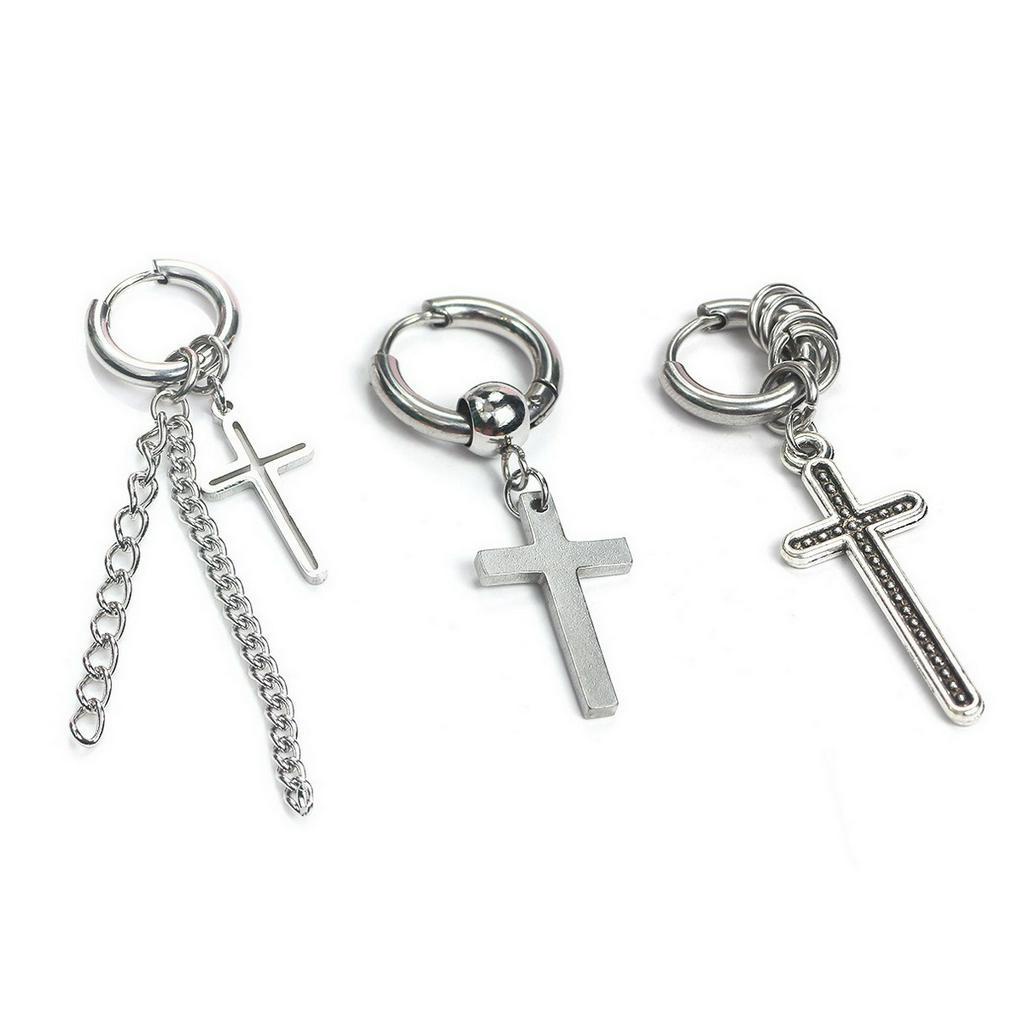 Gmai Khuyên Tai Dạng Vòng Đơn Mặt Thánh Giá Rỗng Đơn Giản Bằng Thép Không Gỉ Thời Trang Âu Mỹ Cá Tính Dành Cho Nam Và Nữ