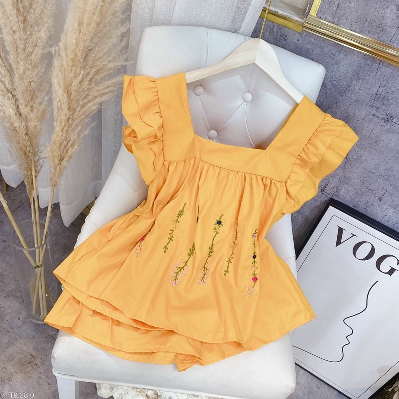 SÉT ÁO BABY DOLL TAY BÈO QUẦN KAKI CÓ TÚI