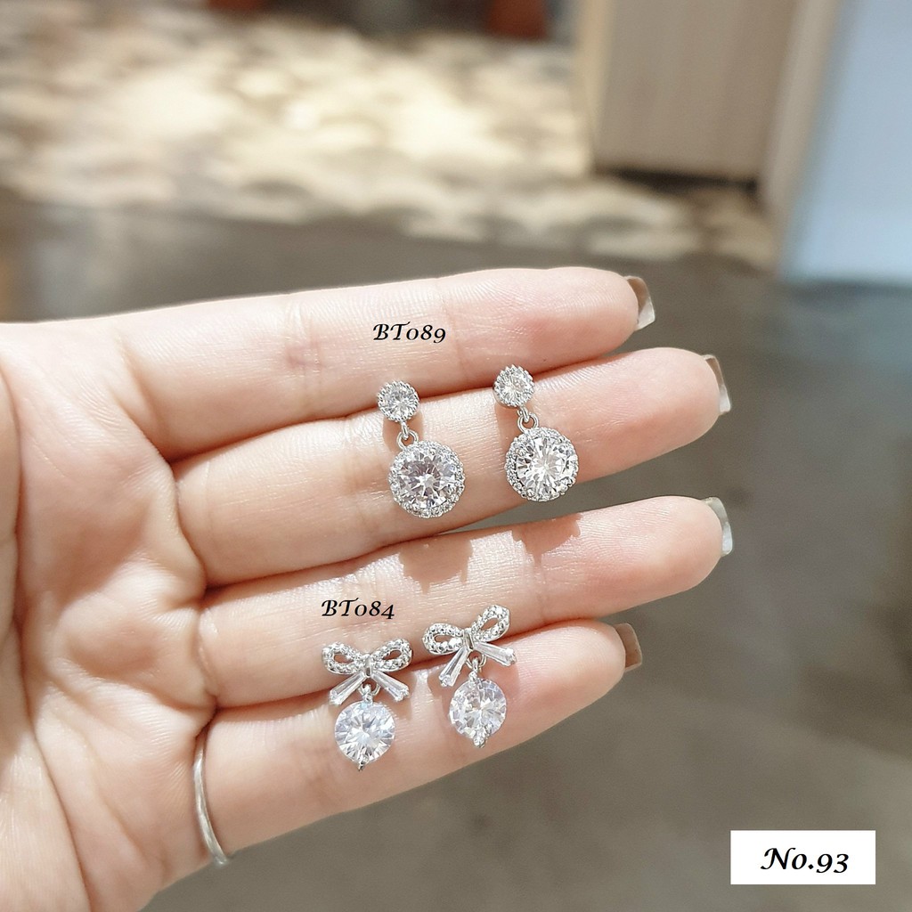 (Bán chạy nhất) Bông Tai Nữ Bạc đính đá sang trọng cuốn hút trang sức cao cấp No.93 Jewelry BT089