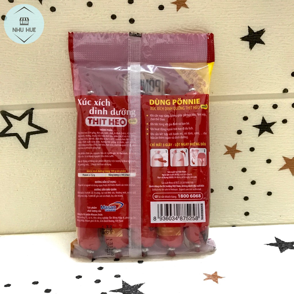 [Mã 77FMCGSALE1 giảm 10% đơn 250K] Xúc xích dinh dưỡng Ponnie thịt heo (5 cây x 35g) | BigBuy360 - bigbuy360.vn