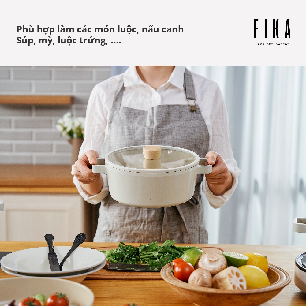 Nồi chống dính phủ gốm Fika Neoflam, xoong đúc nguyên khối size 22cm EKFGC22