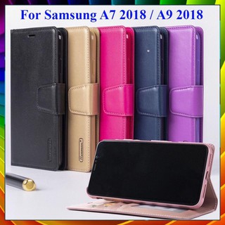 [FreeShip] Bao da Samsung Galaxy A7 2018 (A750) / A9 2018 (A950) dạng ví hiệu Hanman, ngăn đựng thẻ ATM tiền tiện lợi