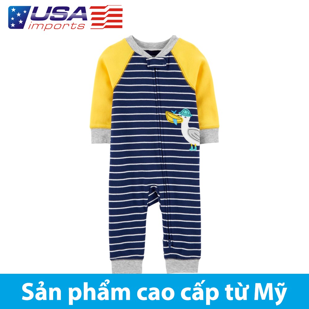 Đồ dài, đồ ngủ cotton khoá kéo 2 đầu Car-tờ Auth Từ Mỹ (1H299910)