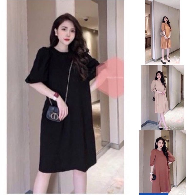 Váy Bầu tay lỡ dáng xuông Chất Đũi Lụa xmay MjnHa
