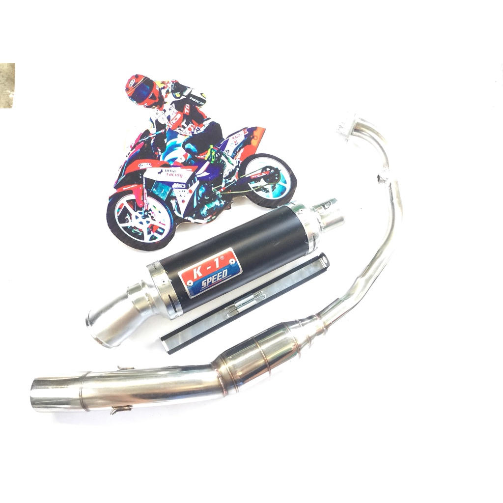 Pô K1 ĐEN cả cổ bầu hơi inox exicter, winer, sonic, raider, satria, gsx, fz, tfx, cbr, r15,...