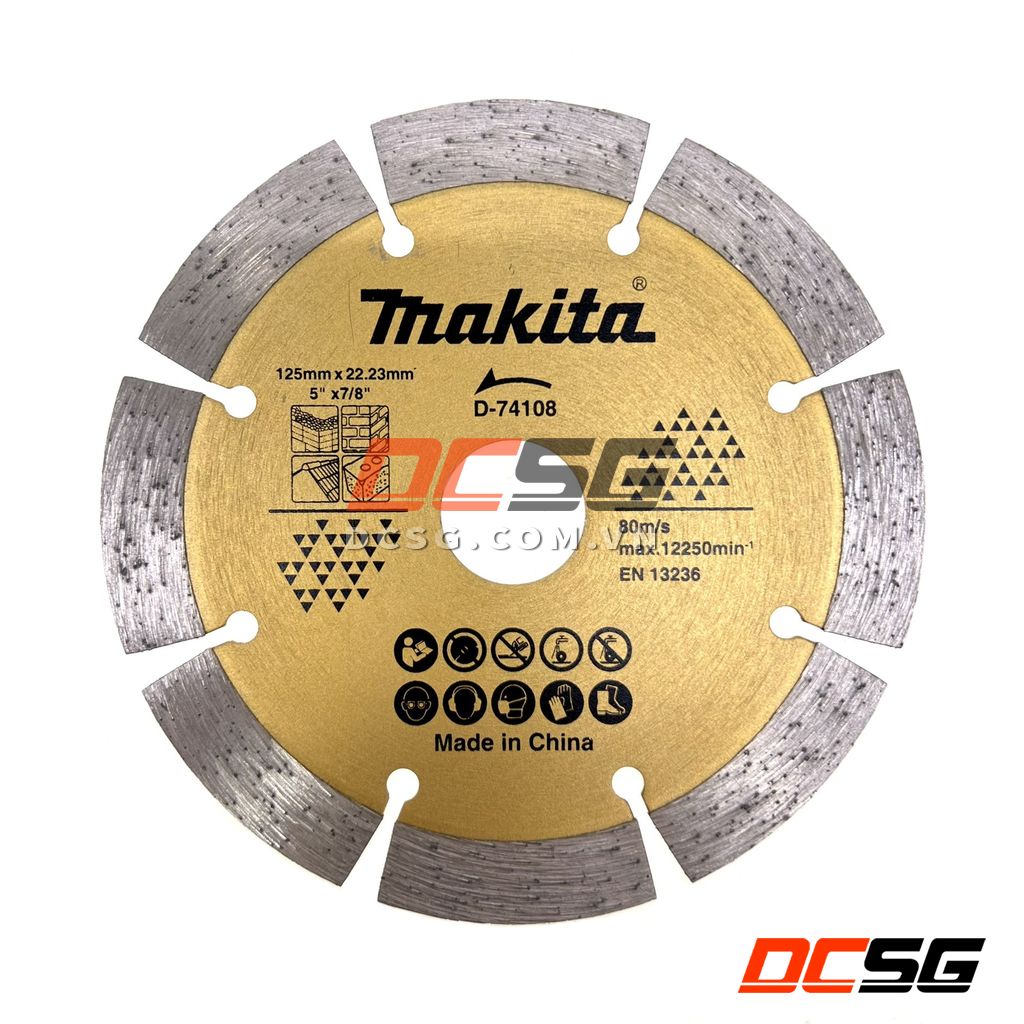 Đĩa cắt kim cương cho bê tông/ tường gạch 125x22.23/20mm Makita D-74108 | DCSG