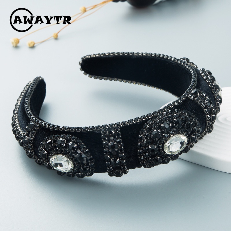 Băng Đô Bản Rộng Đính Đá Phong Cách Retro Âu Mỹ