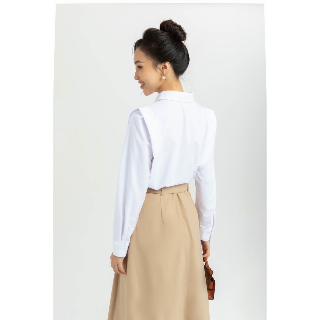 Áo sơ mi trắng vai kiểu nữ IVY moda MS MS 17B8507
