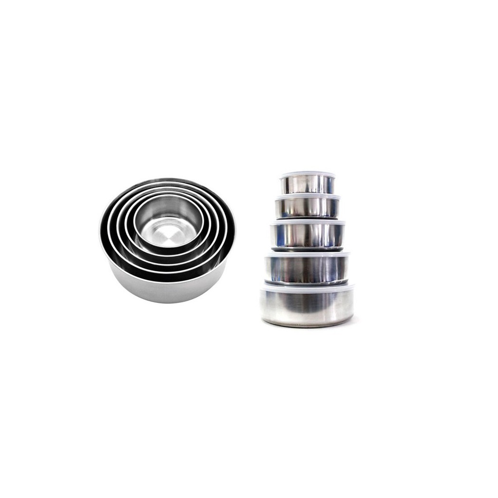 Bộ 5 Bát Inox Cao Cấp Nhiều Kích Thước, Có Lắp Đậy Thức Ăn Siêu Tiện Dụng, Bán Giá Sỉ - Shop Nhà Xanh