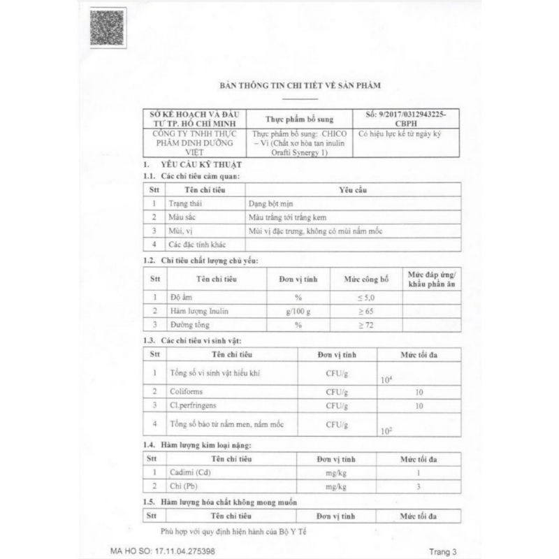 Chico - vi bổ xung chất xơ chống táo bón