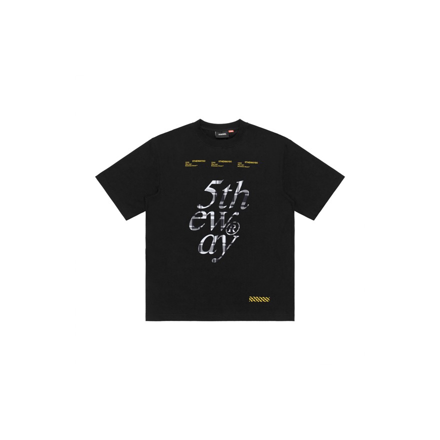 5THEWAY® /vintage flannel/ NEW TEE™ in BLACK aka Áo Thun Đen Tay Ngắn