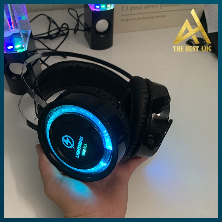 Tai Nghe Máy Tính Có Mic Gaming PC Laptap Led Rgb Headphone Chụp Tai Lightning V6S Nghe Nhạc Chơi Game Có Dây