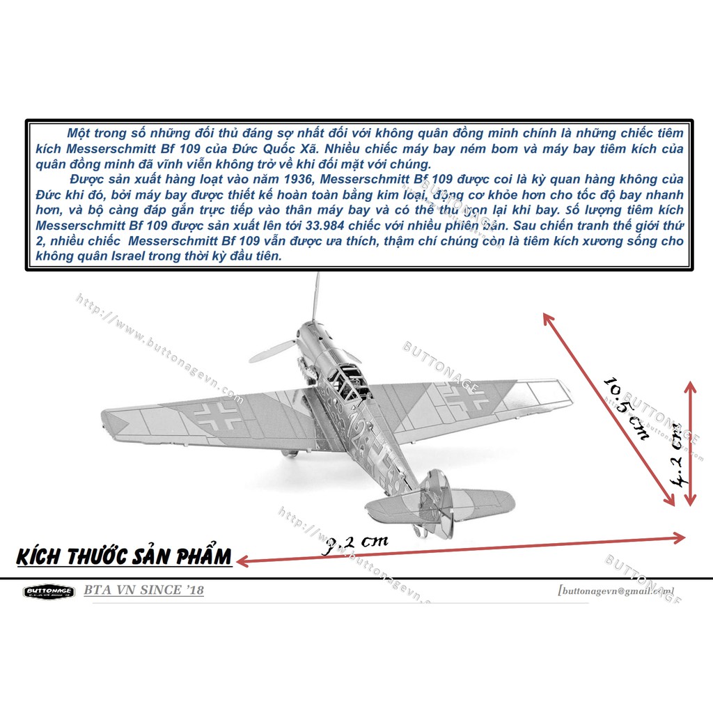 Mô Hình Lắp Ráp 3d Máy Bay Tiêm Kích Messerschmitt Bf 109