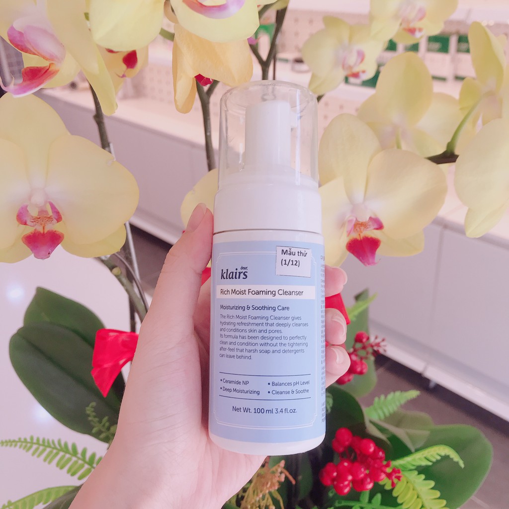 [CÓ BILL] Sữa rửa mặt Dạng Bọt Dưỡng Ẩm Da Klairs Rich Moist Foaming Cleanser 100ml