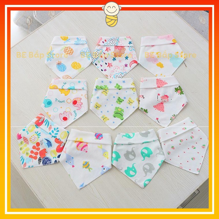 Set 5 Khăn Yếm Tam Giác ⚡MẪU MỚI 𝟐𝟎𝟐𝟏⚡ Hàng Xuất Nhật 100% Cotton Có Cúc Bấm Cho Bé Vải Xô 4 Lớp Thấm Hút Tuyệt Đối