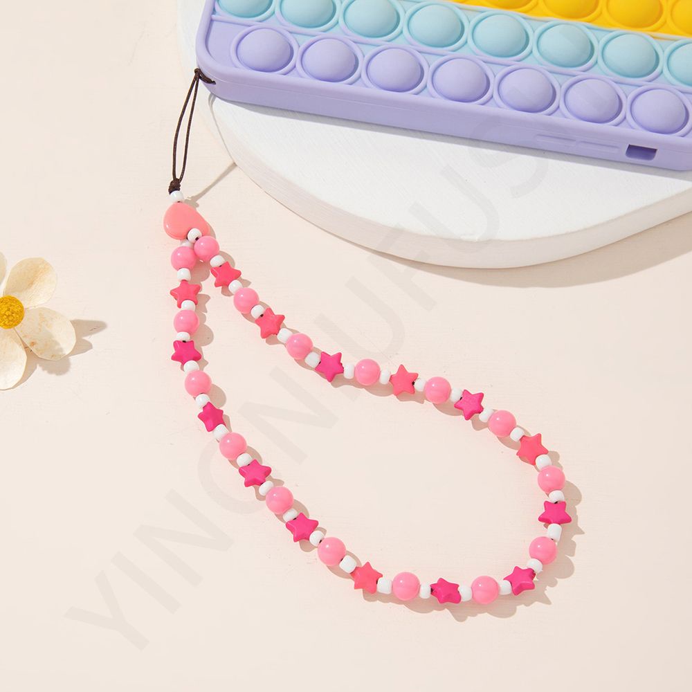 Dây đeo gắn điện thoại di động kiểu chuỗi hạt nhiều màu sắc chống thất lạc